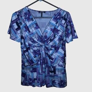 Daisy Fuentes Purple Petite Knot Front Blouse L